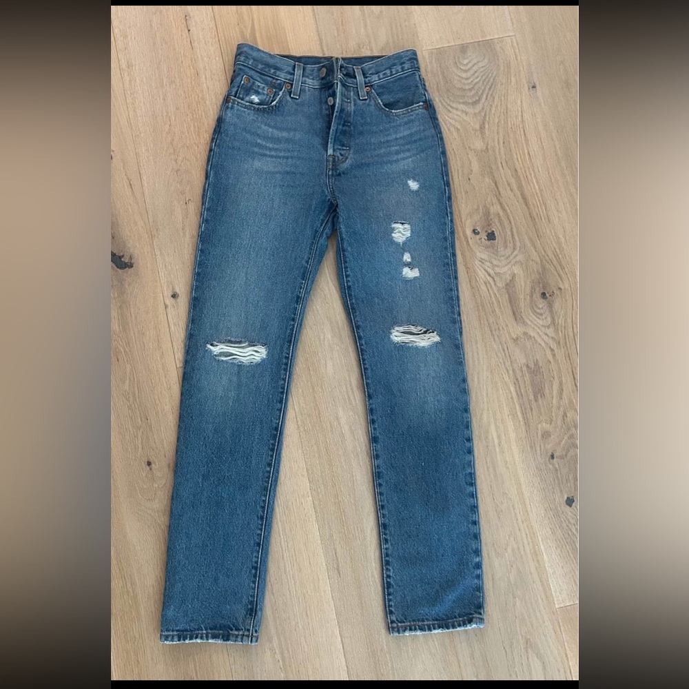 Levi's Blue Distressed Boyfriend Jeans